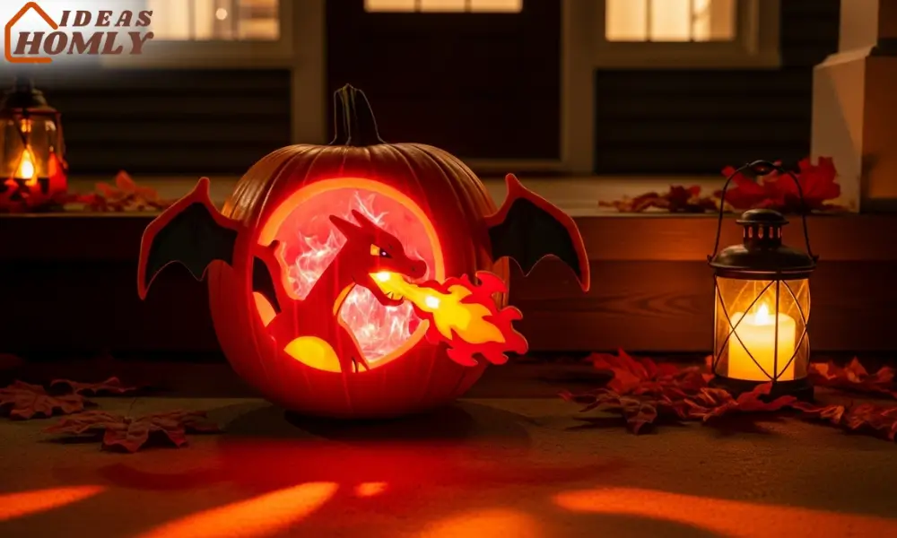 Charizard Flame Pumpkin with Red and Orange Glow