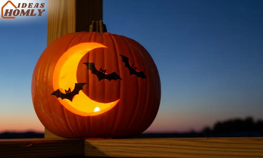 Crescent Moon & Bats Pumpkin Carving