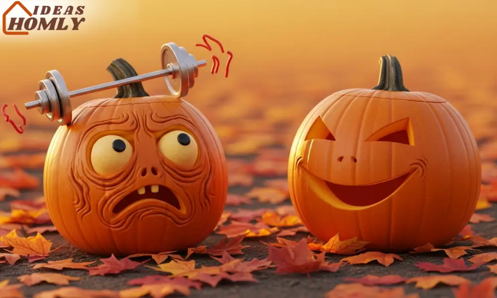 Fitness Fail Pumpkin Struggling with Weights
