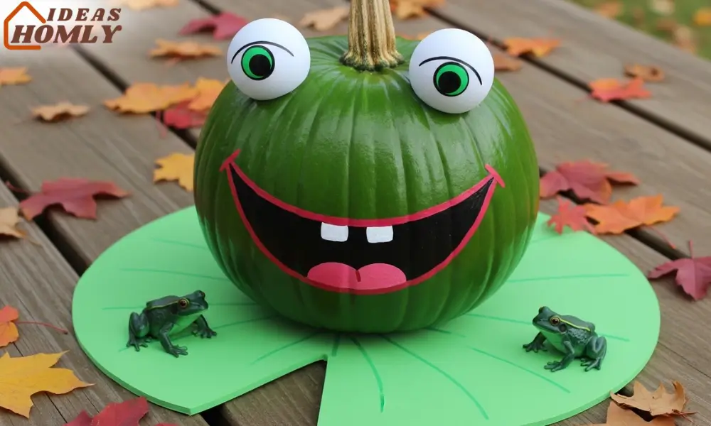 Frog Pumpkin with Big Eyes and Lily Pad Base