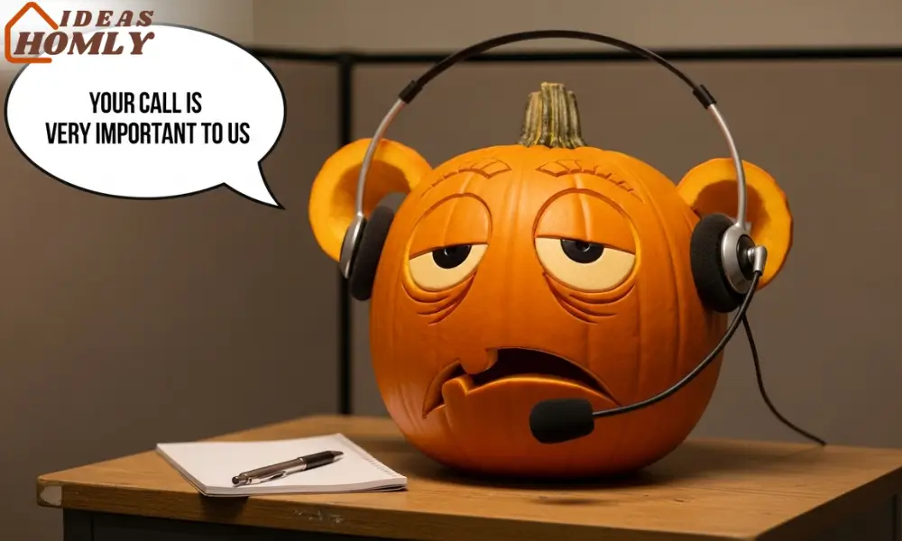 Funny Call Center Pumpkin with Headset Carving