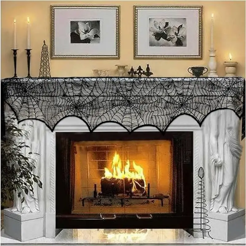 Halloween Decoration Black Lace Spiderweb