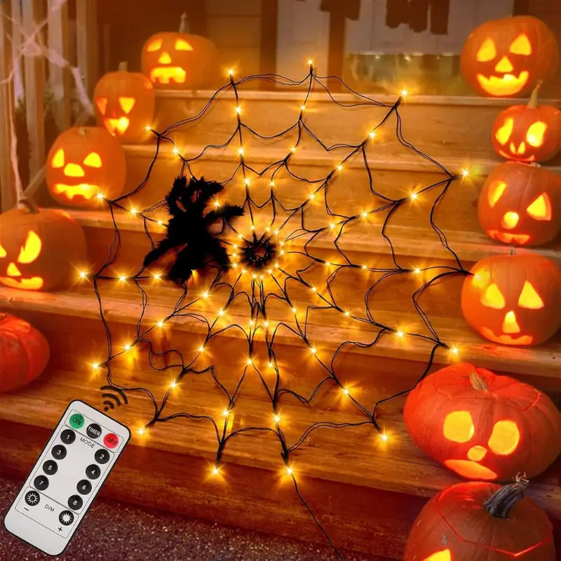 Halloween Decorations Spider Web Lights (Orange)