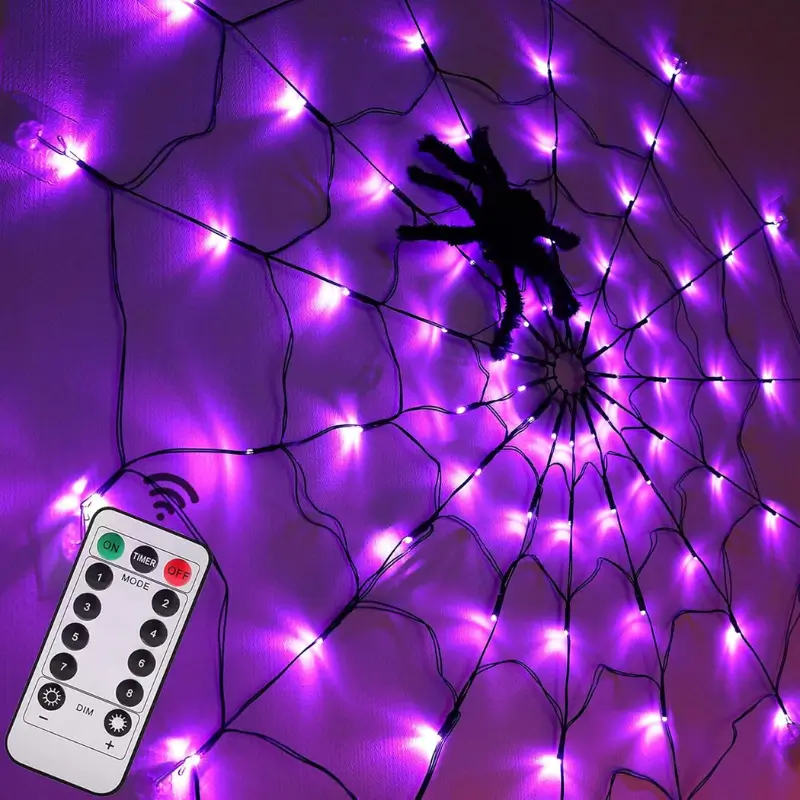 Halloween Decorations Spider Web Lights (Purple)