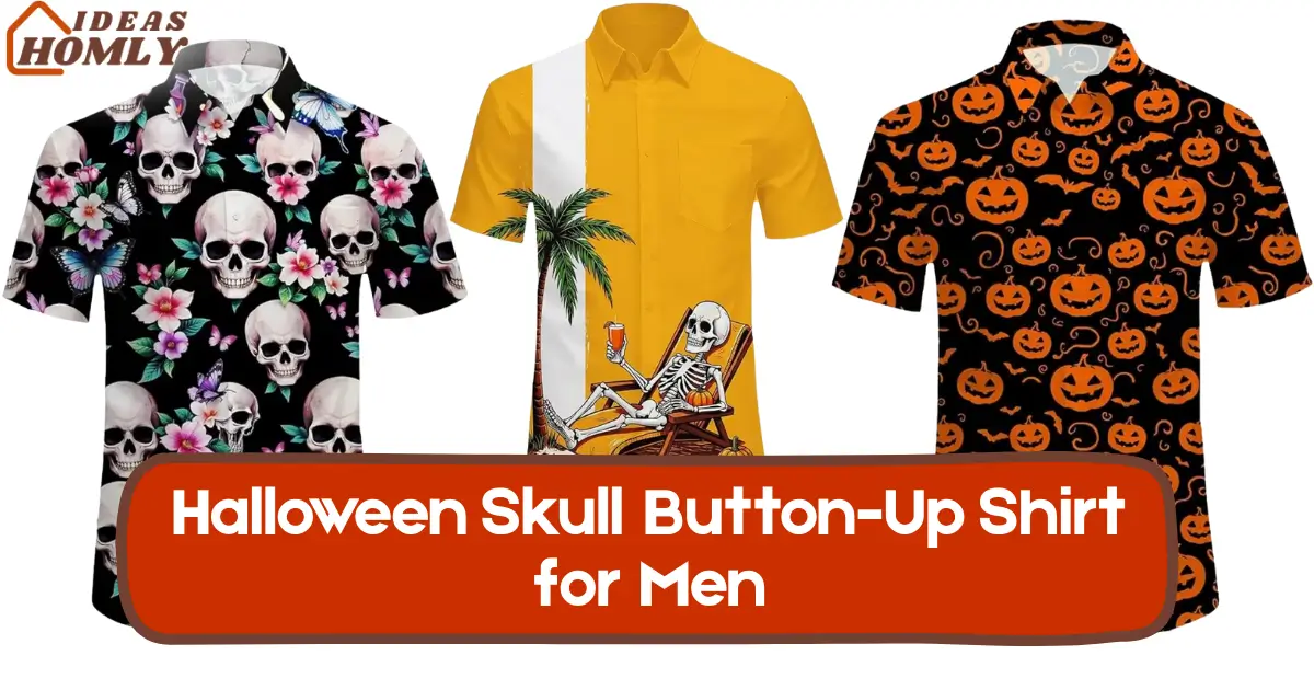 Halloween Skull Button-Up Shirt for Men