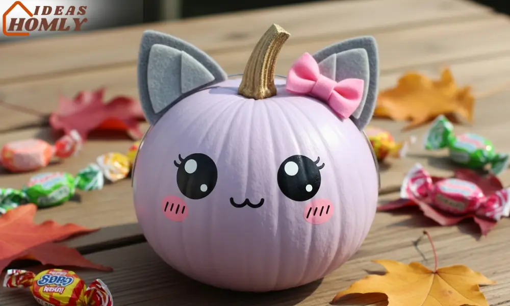Kawaii Pastel Pumpkin with Blush Cheeks and Cartoon Eyes
