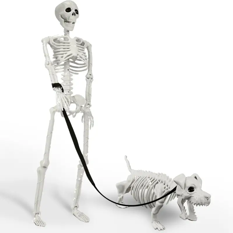 Lighted Human & Dog Skeleton Halloween Decorations