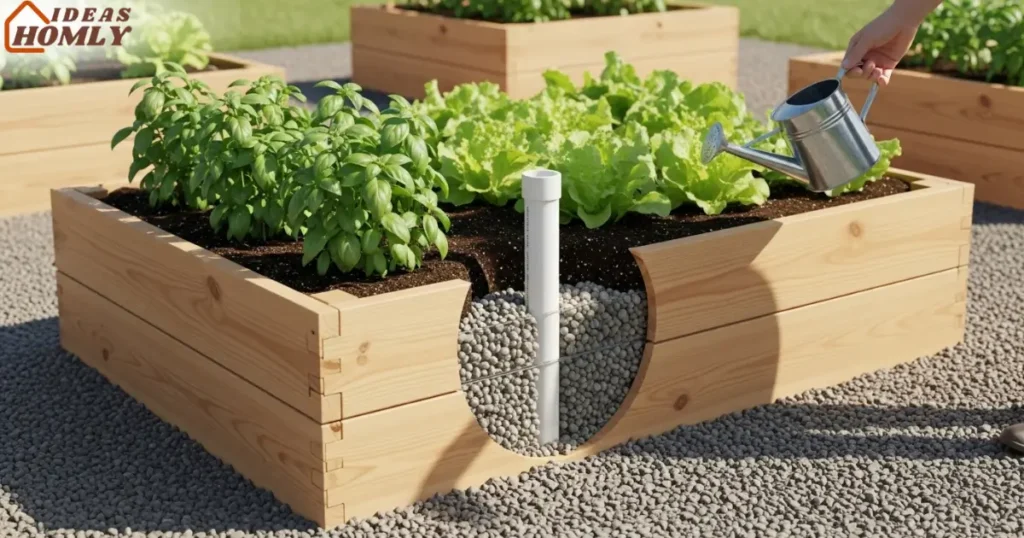 Natural Self-Wicking Raised Garden Bed with Built-In Water Reservoir