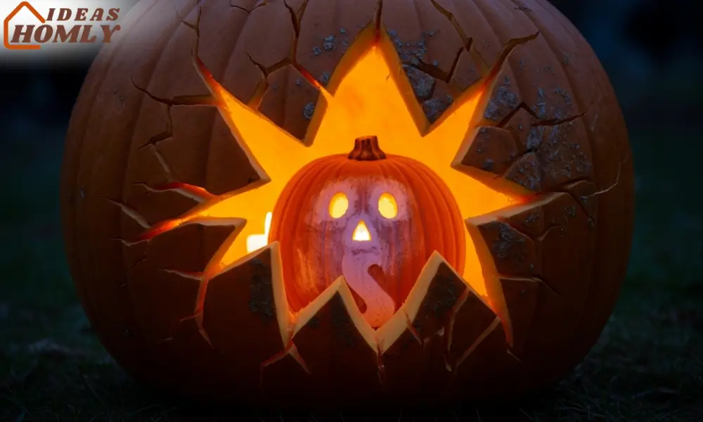 Peek-Inside Hidden Face Pumpkin Carving with Layered Glow