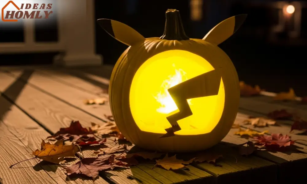 Pikachu Lightning Pumpkin Carving with Yellow Glow