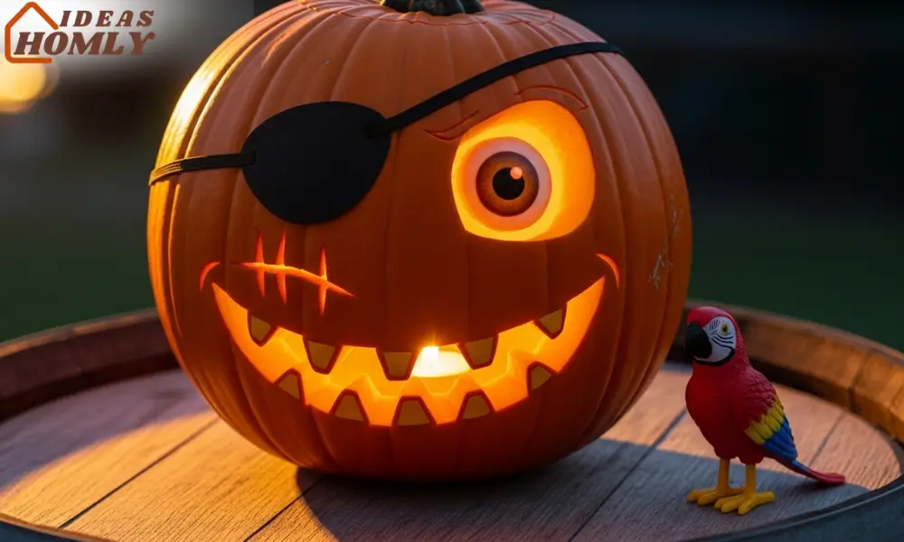 Pirate Eyepatch Pumpkin Carving with Cheeky Grin