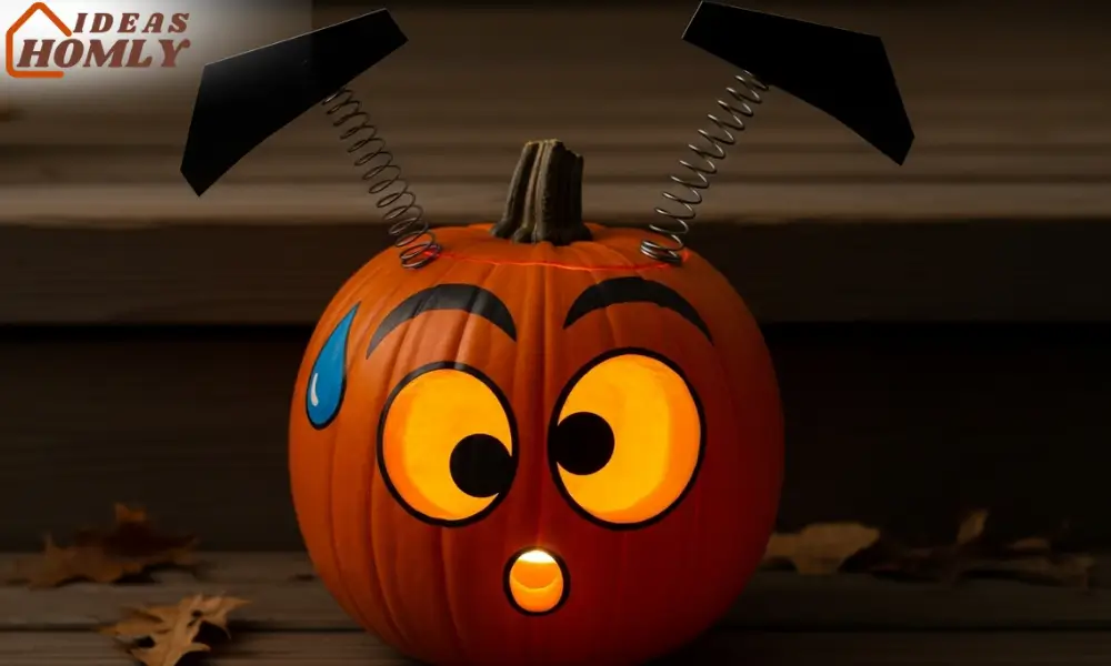 Pumpkin with Cartoon Spring Eyebrows and Funny Expression