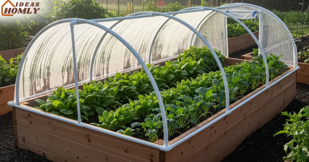 Realistic Hoop-House Raised Garden Bed for Early Spring Planting