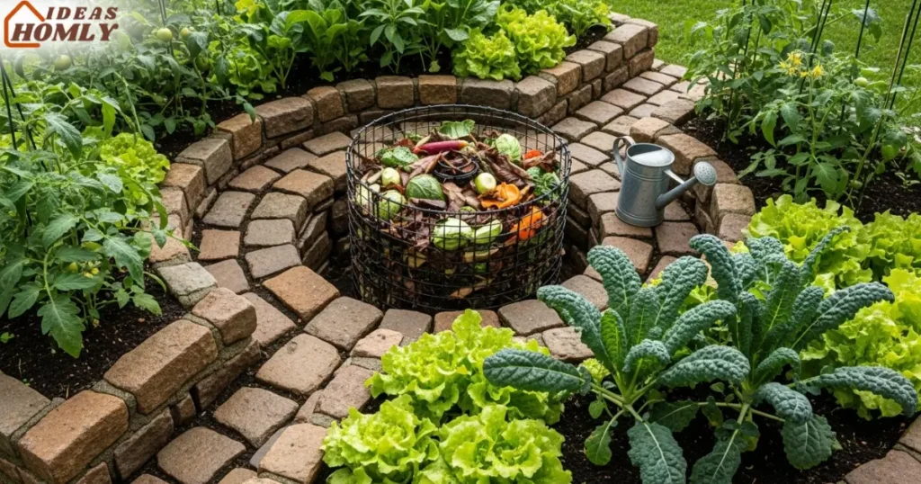 Realistic Keyhole Raised Garden Bed with Compost Basket