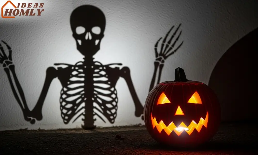 Skeleton Shadow Projection Pumpkin for Haunted Walls