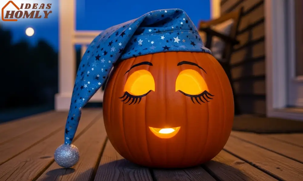 Sleeping Pumpkin with Fairy-Tale Nightcap and Gentle Glow