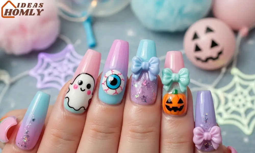 Bubblegum Pastel Spooky Halloween Nails 2025