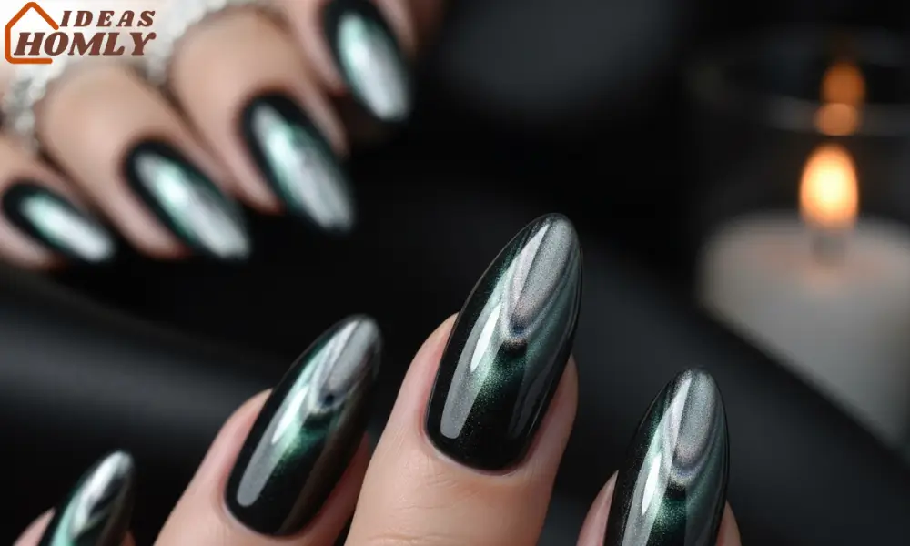 Cat-Eye Hematite Halloween Nails 2025