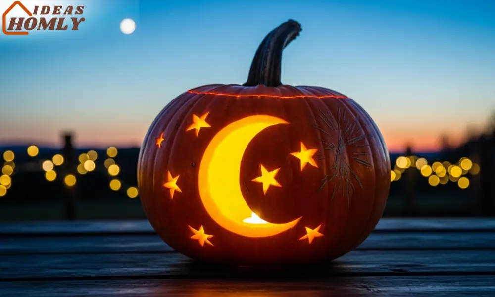 Crescent Moon and Stars Pumpkin Carving for a Magical Touch