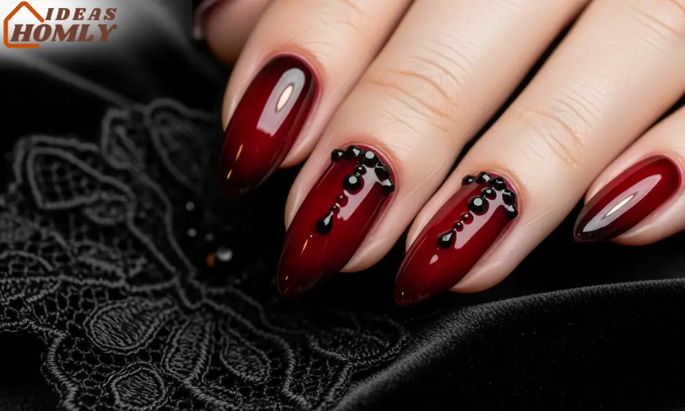 Dark Cherry Luxe Halloween Nails 2025