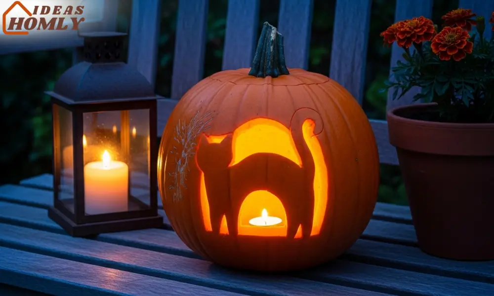 Easy Cat Silhouette Pumpkin Carving for Halloween Beginners