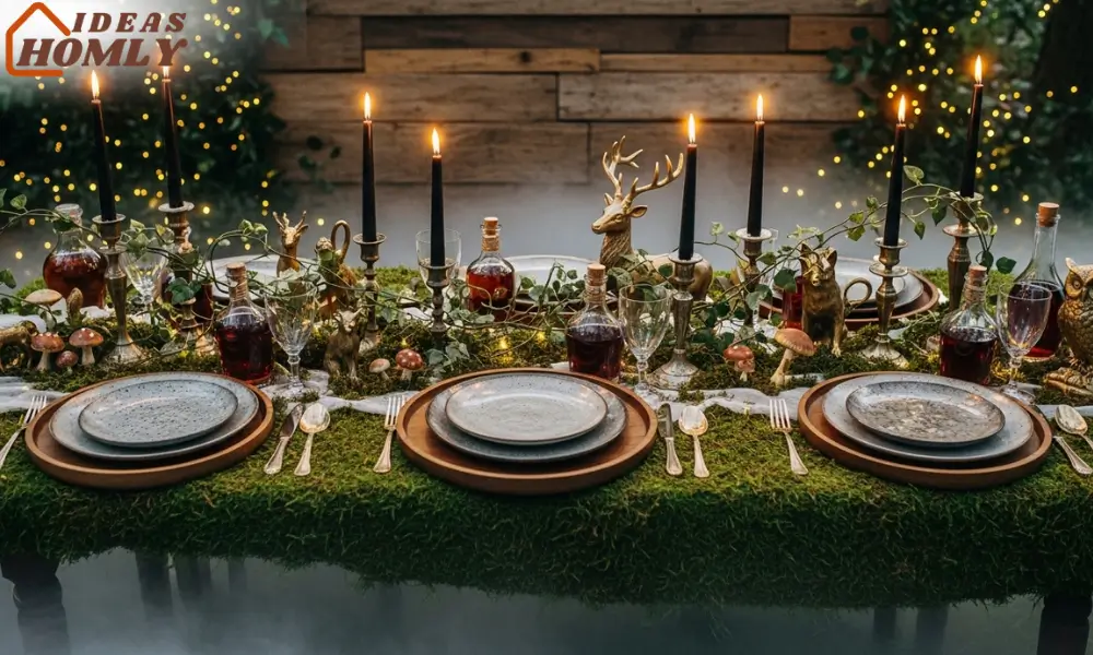 Enchanted Forest Tables — “Haunted Woodland Dinner Setup”
