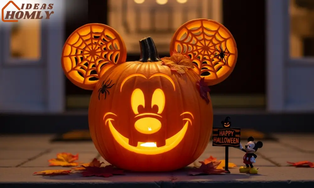 Mickey Mouse Spiderweb Ears Pumpkin Carving for Halloween
