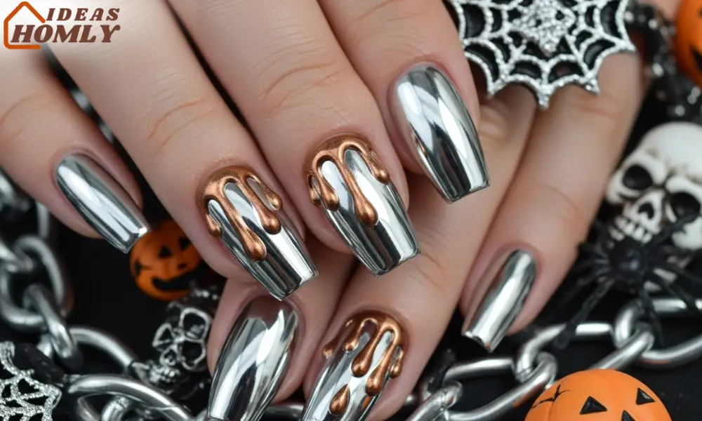 Molten Metal Drip Halloween Nails 2025