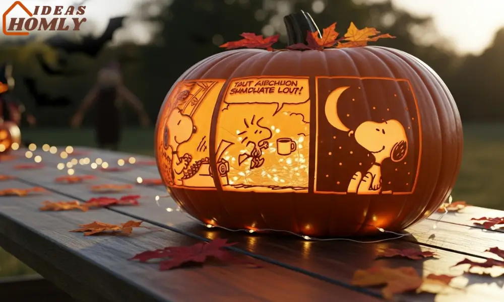 Peanuts Comic Strip Pumpkin Carving Display