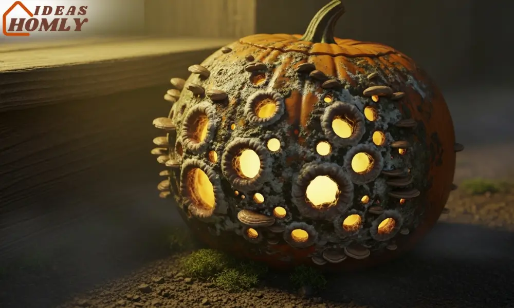 Realistic Rotting Pumpkin with Fungal Decay Design