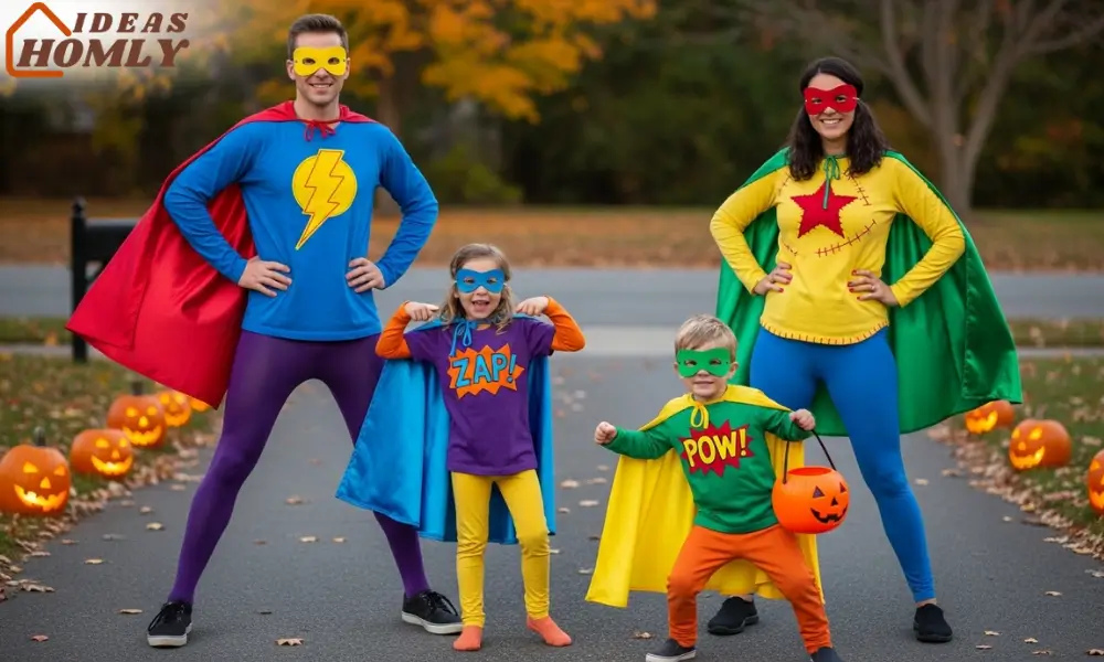 Retro Superhero Family Halloween Costumes, DIY 80s & 90s Style