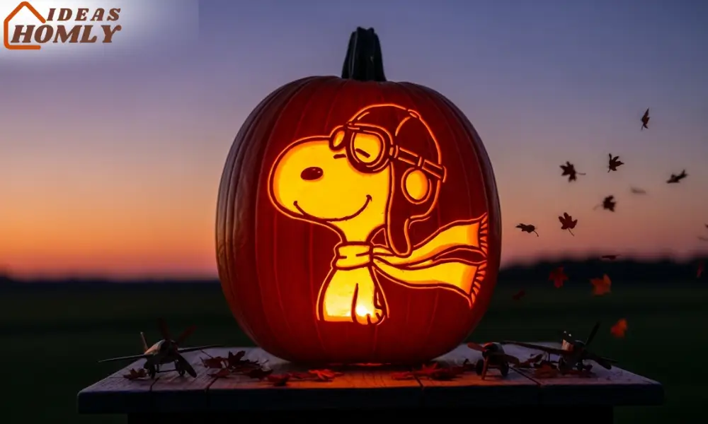 Snoopy Flying Ace Pumpkin Carving with Heroic Glow