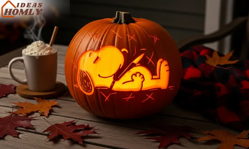 Snoopy Napping Pumpkin with Warm Glow