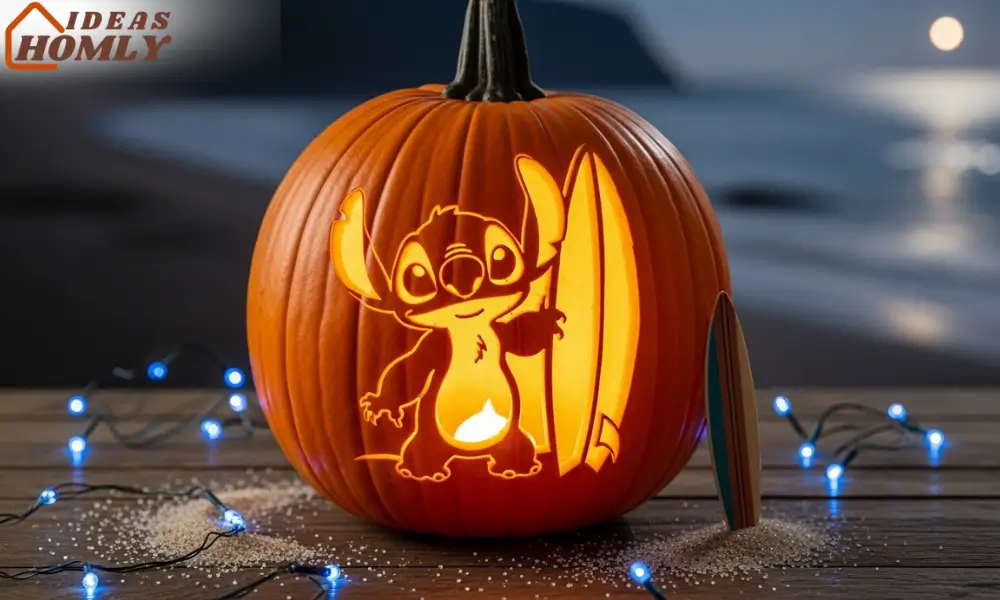 Stitch Surfboard Silhouette Disney Pumpkin Carving Idea
