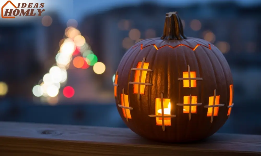 Tiny City Windows Pumpkin with Urban Glow Effect