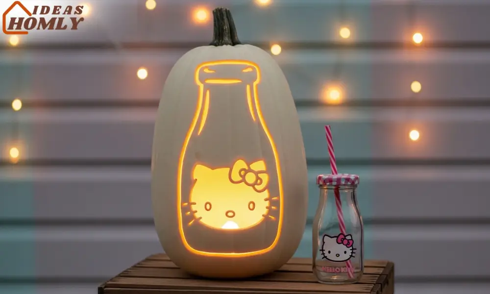 Vintage Hello Kitty Milk Bottle Pumpkin Design