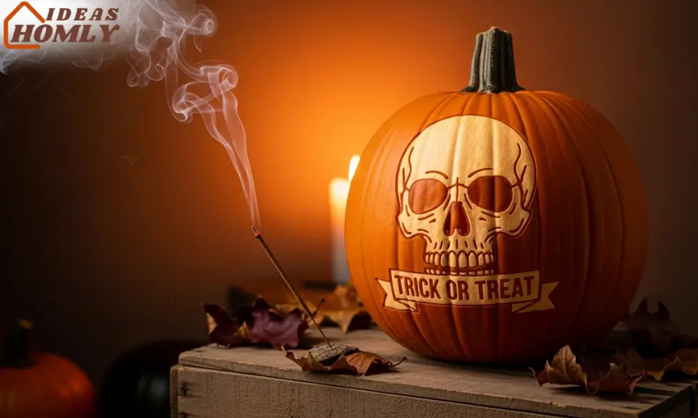 Vintage Tattoo-Style Skull Pumpkin with Retro Halloween Glow