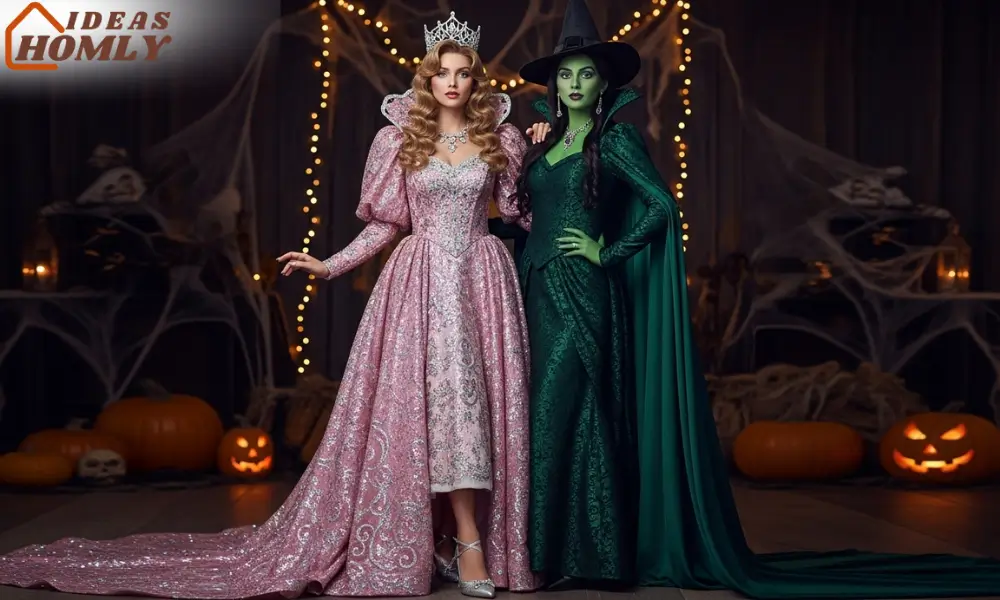 Wicked Duo Halloween Costume 2025, Green and Pink Witch Friends Outfit