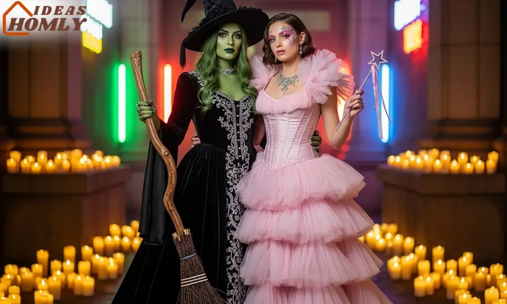 Wicked Green & Pink Couple Costume 2025, Good Witch vs Bad Witch