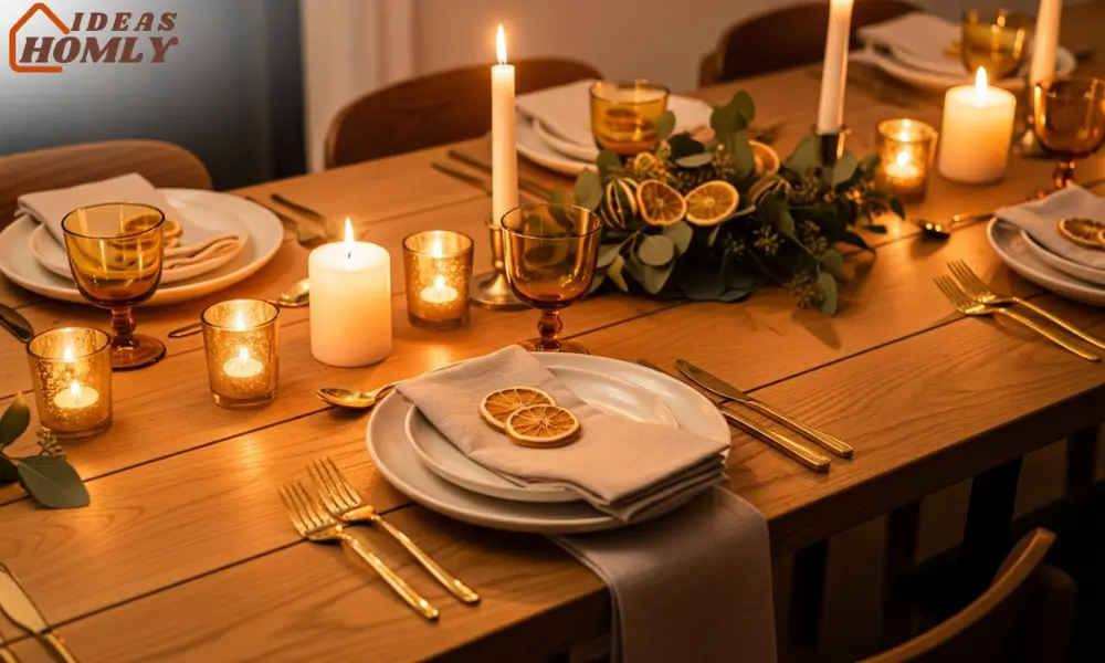 Amber Glass Holiday Table Setting