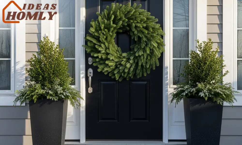 Black Door + Fir Wreath + Matching Evergreens