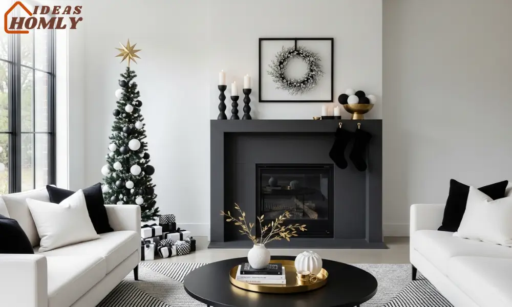Black, White & Brass High-Contrast Christmas Decor
