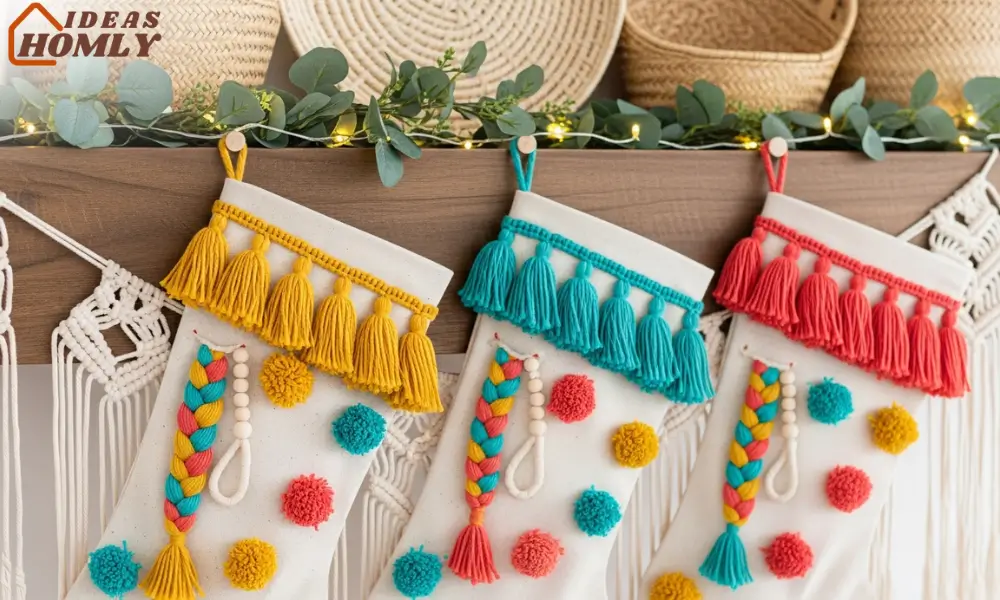 Boho Tassel and Pom Pom Stockings