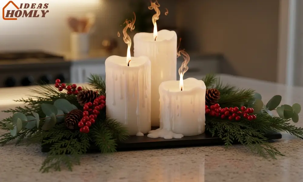 Candle and Greenery Cluster