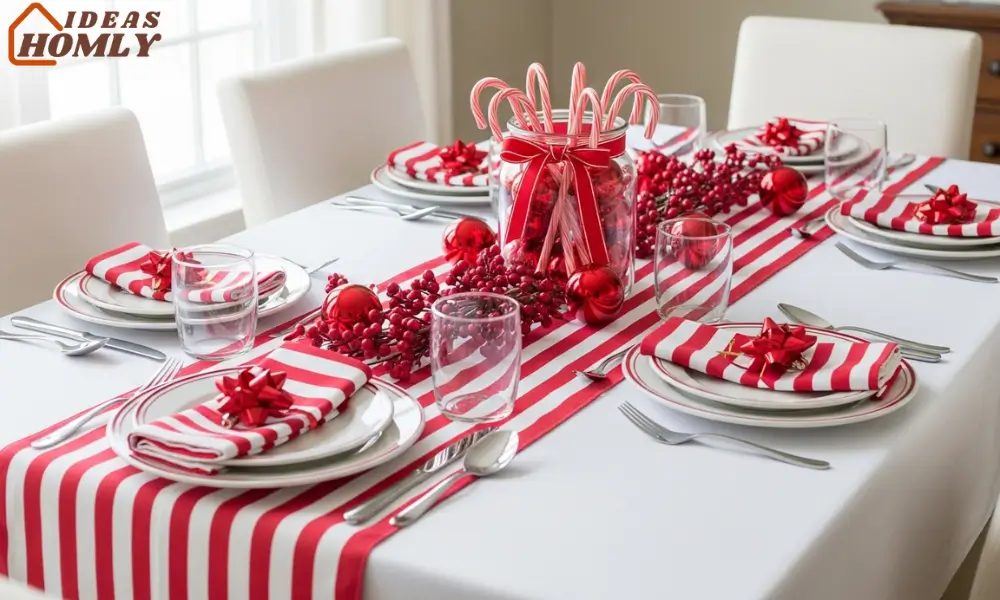 Candy Cane Red and White Christmas Table Look