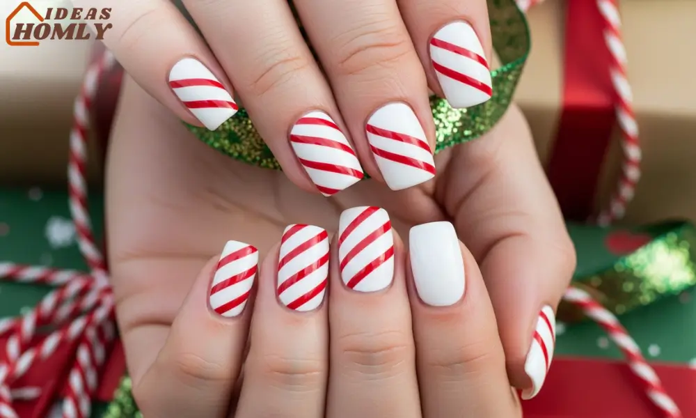 Candy Cane Stripe Holiday Nails