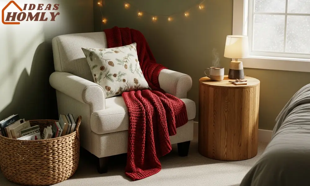 Cozy Holiday Bedroom Reading Nook With Warm Lighting
