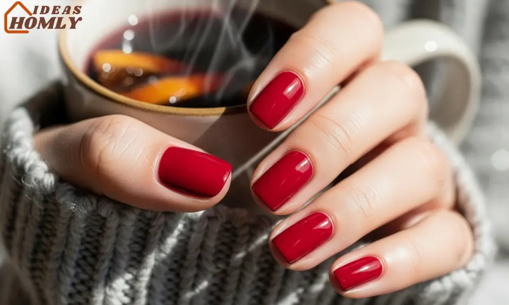 Cranberry Red Gloss Nails