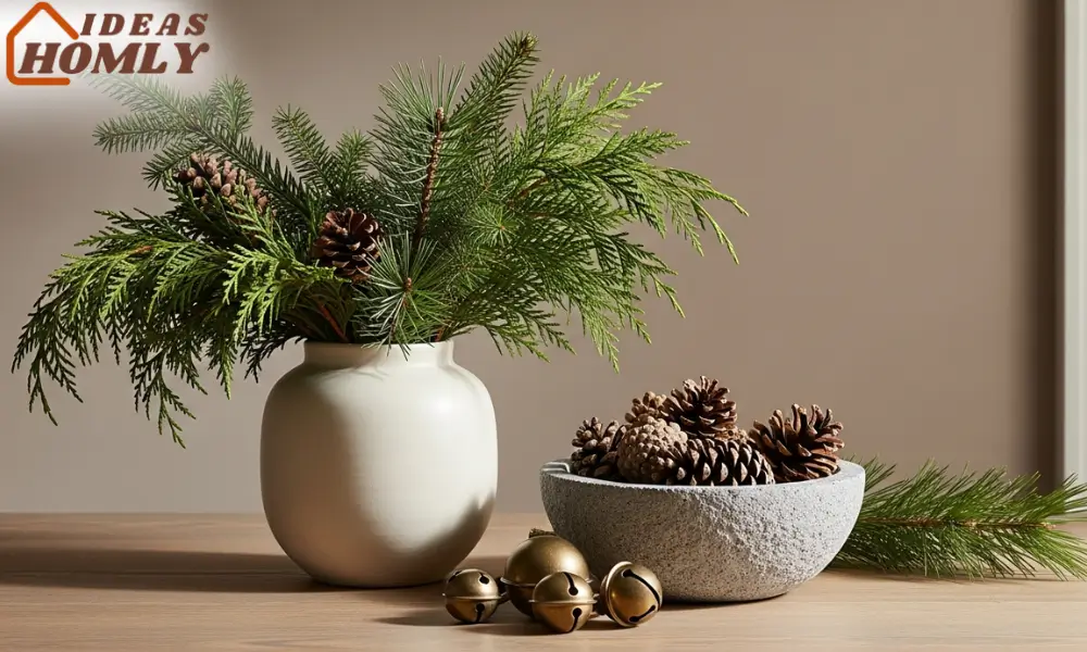 Evergreens, Pinecones & Bells Winter Decor