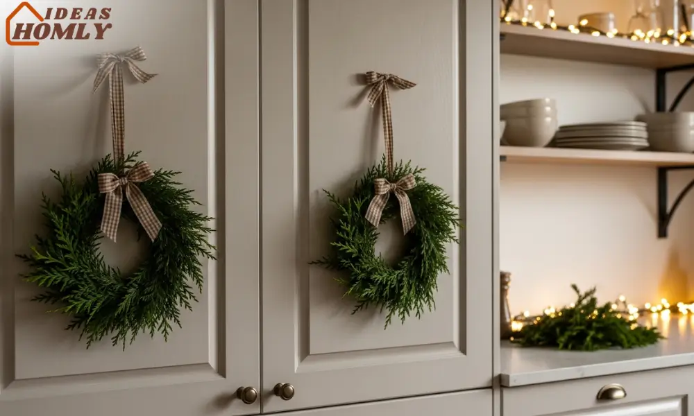 Farmhouse Wreath on Cabinet Doors